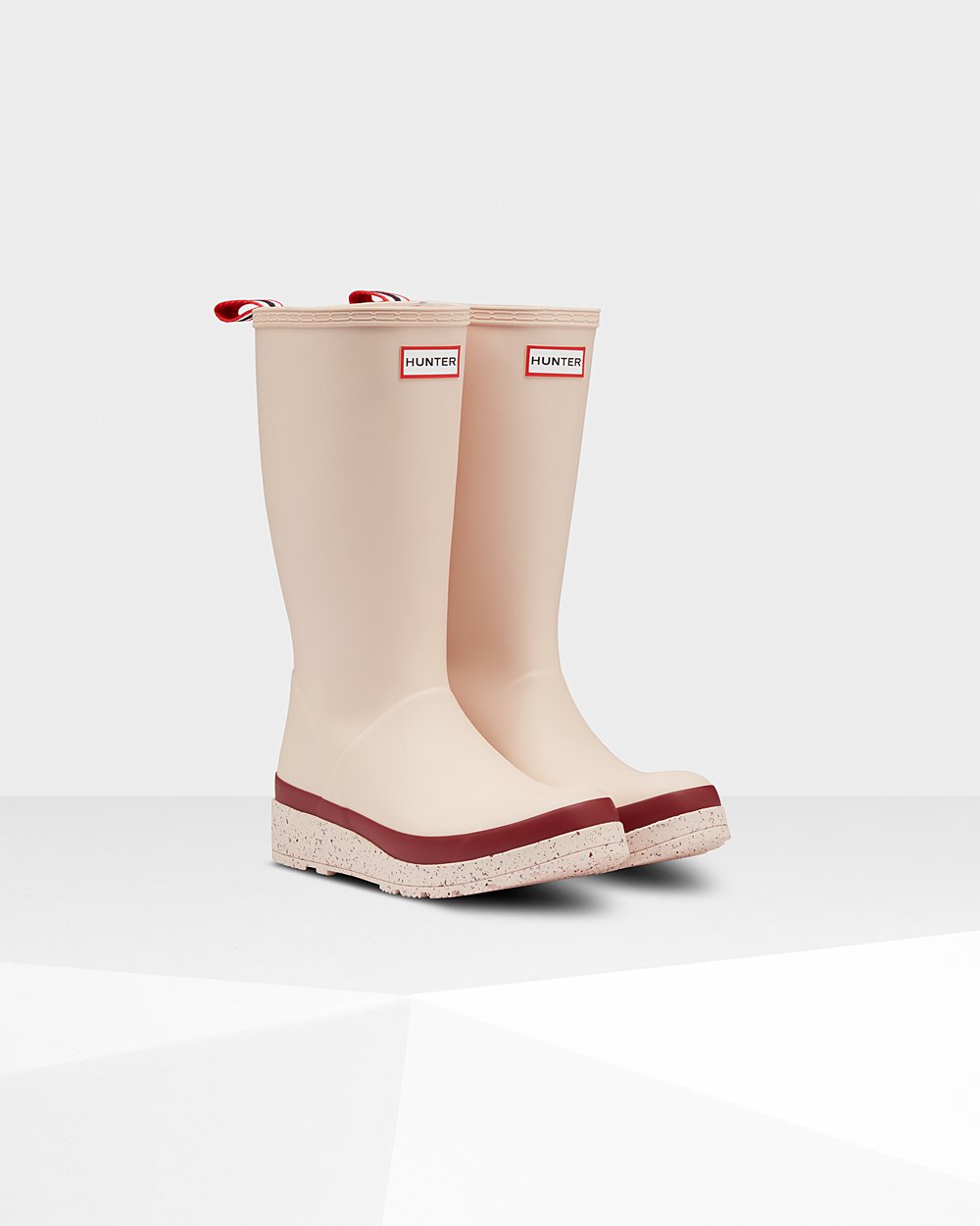 Botas Play Hunter Feminina Cinzentas Rosa/Cinzentas Vermelhas - Original Tall Speckle Rain - 84PMOKE